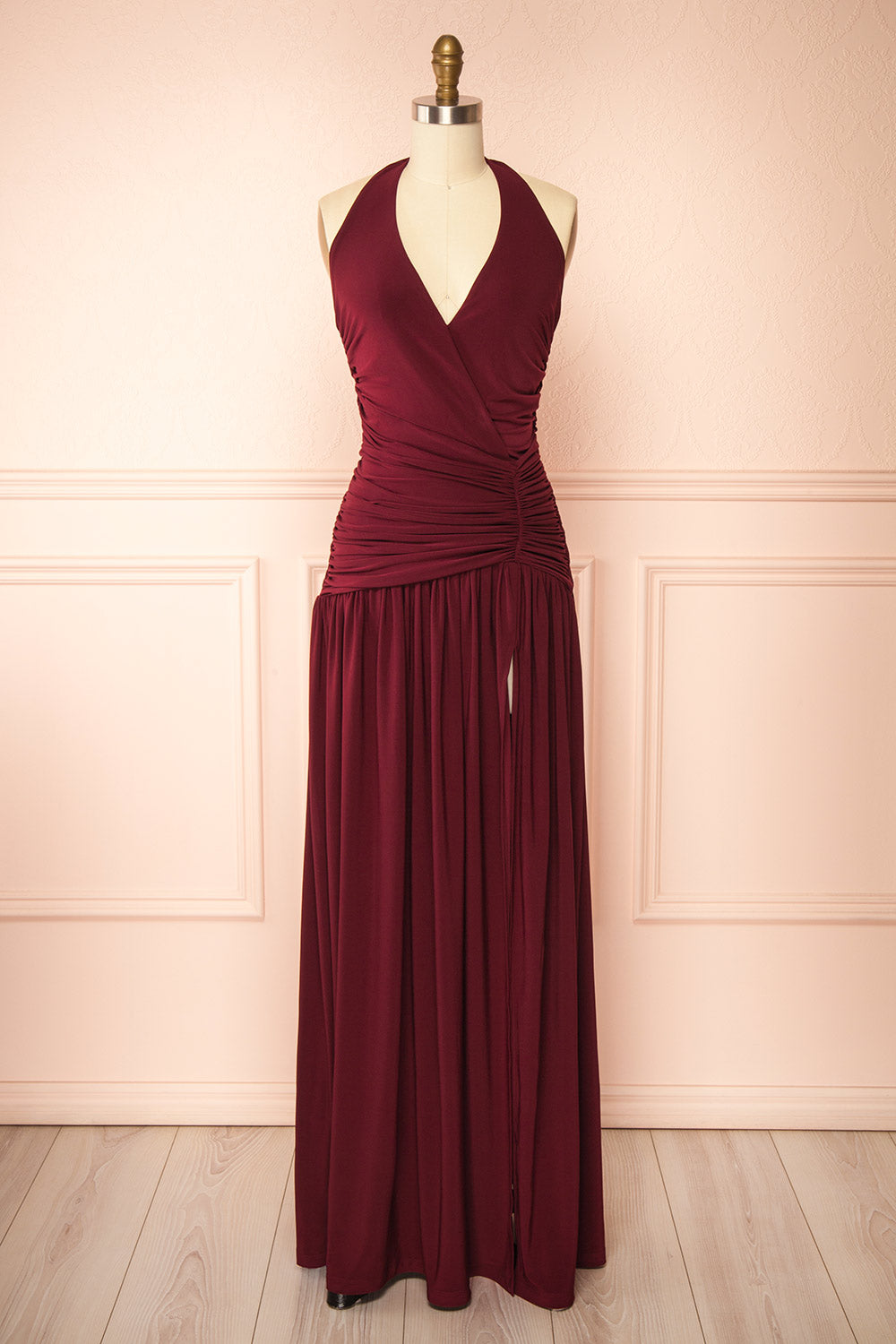 Khanita Burgundy | Drop Waist Dress with Slit Khanita Burgundy | Drop Waist Dress with Slit