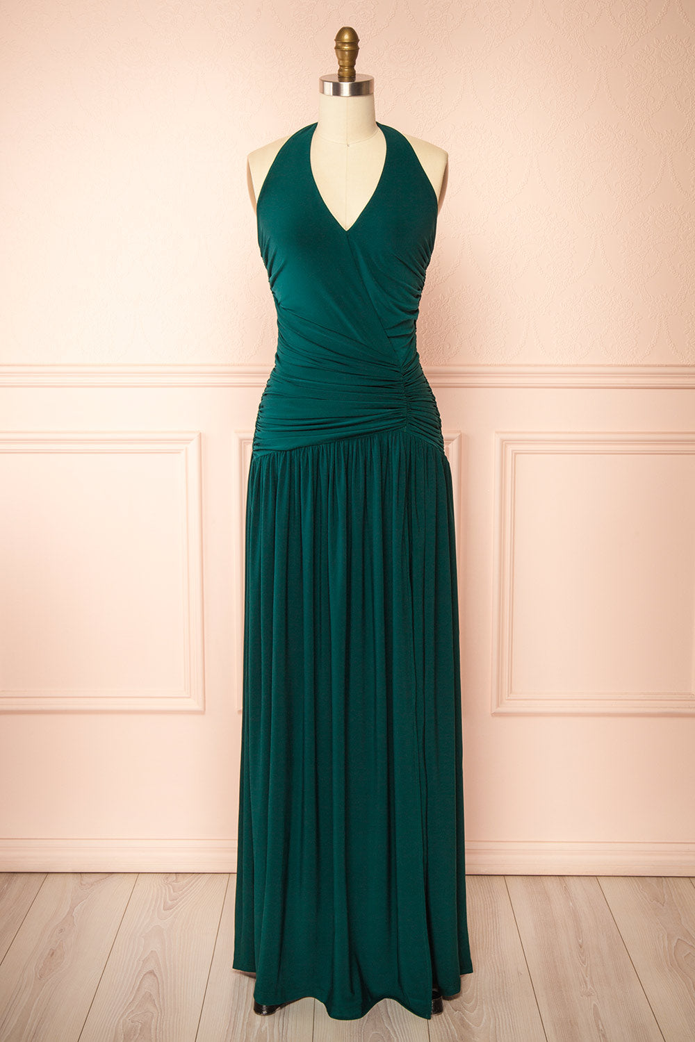 emerald green drop waist dress Adrianna Papell Drop Waist Floral Ballgown main image 0
