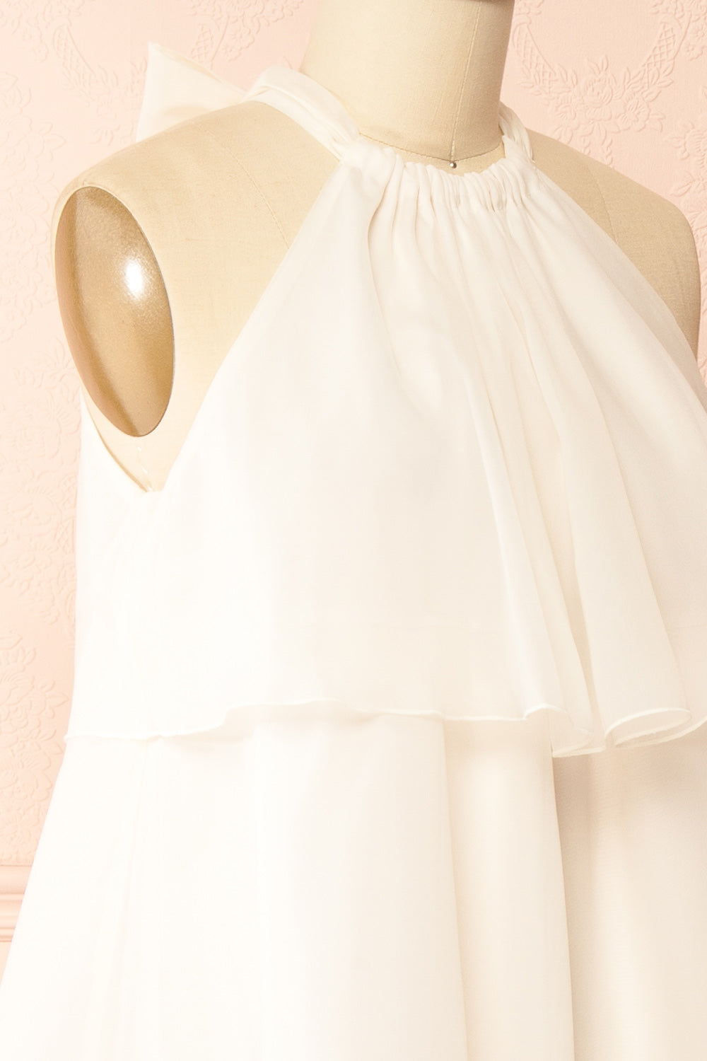 Khawla Ivory Tiered Short Organza Dress | Boudoir 1861 side