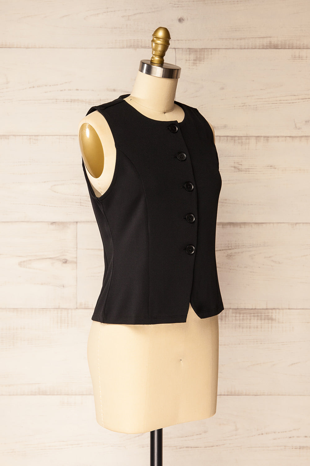 Kheda Black Sleeveless Tailored Vest | La petite garçonne side view