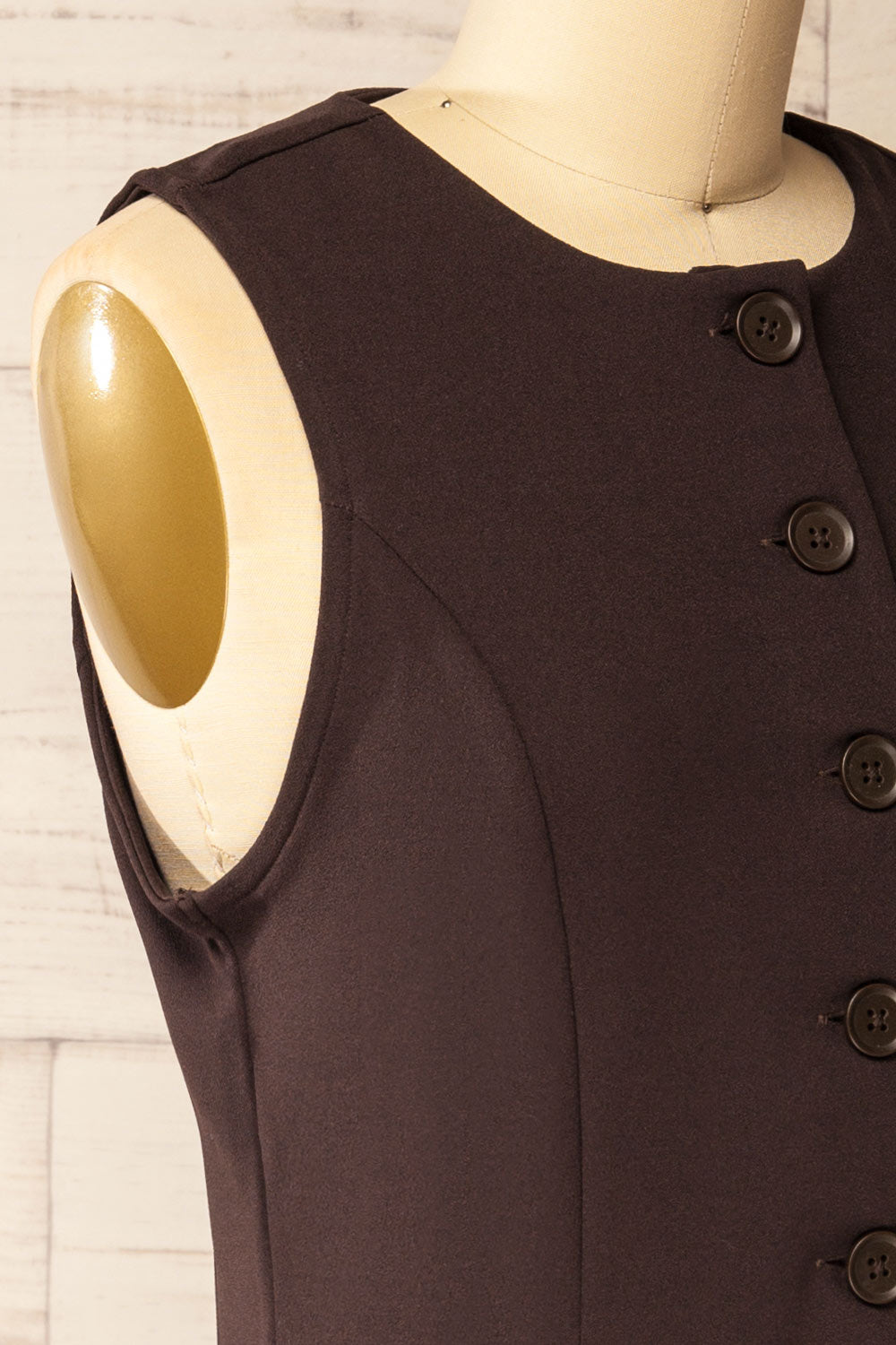 Kheda Brown Sleeveless Tailored Vest | La petite garçonne side