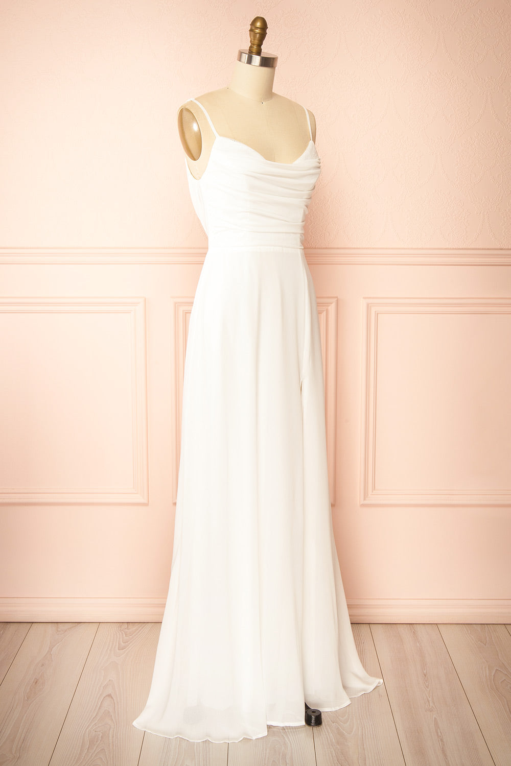 Khiara White A-Line Maxi Dress with Lace | Boudoir 1861 back view