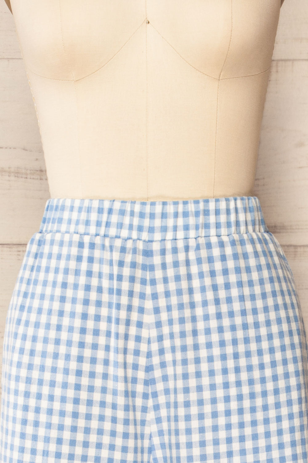 Khola Wide-Leg Blue Gingham Pants | La petite garçonne front