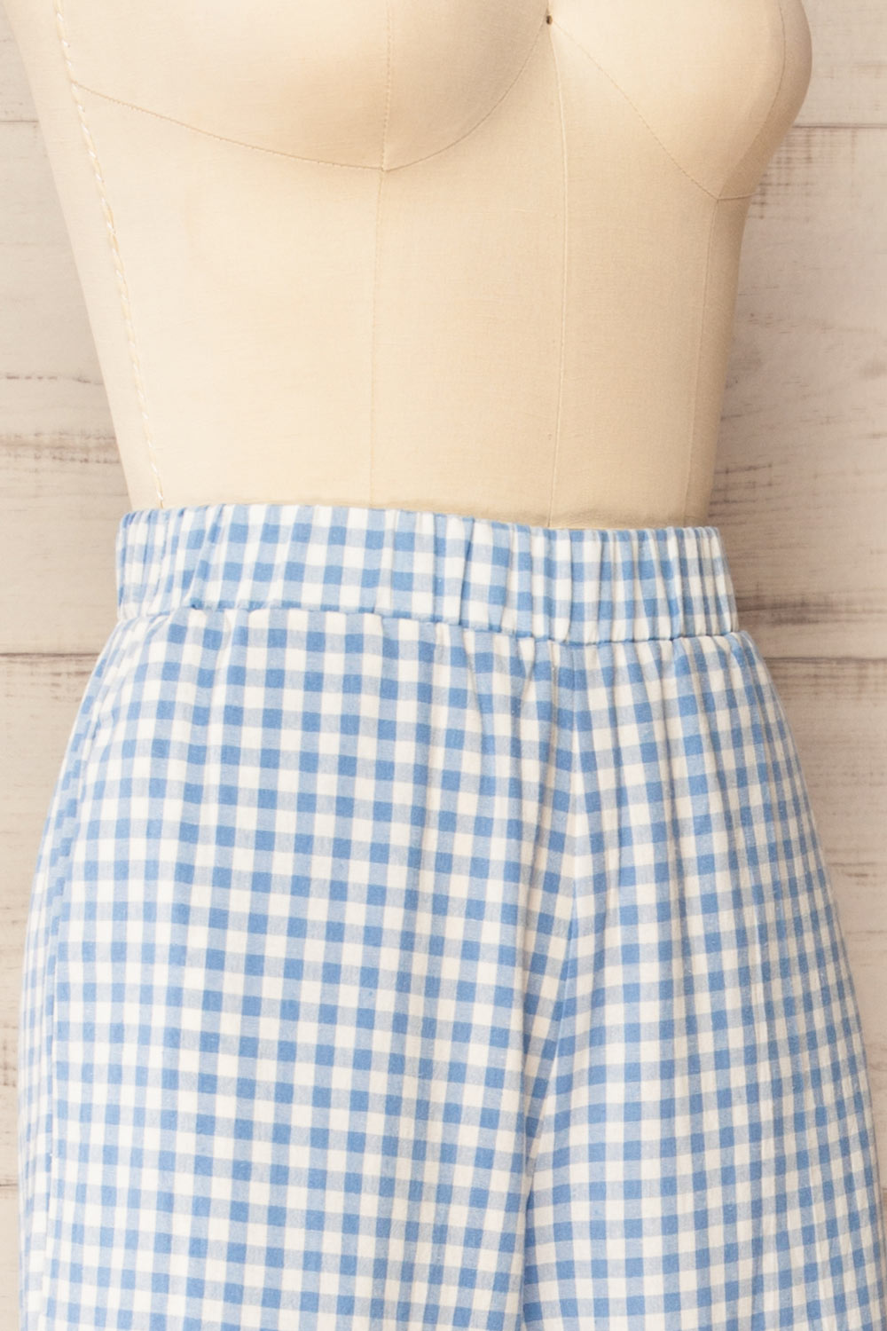 Khola Wide-Leg Blue Gingham Pants | La petite garçonne side