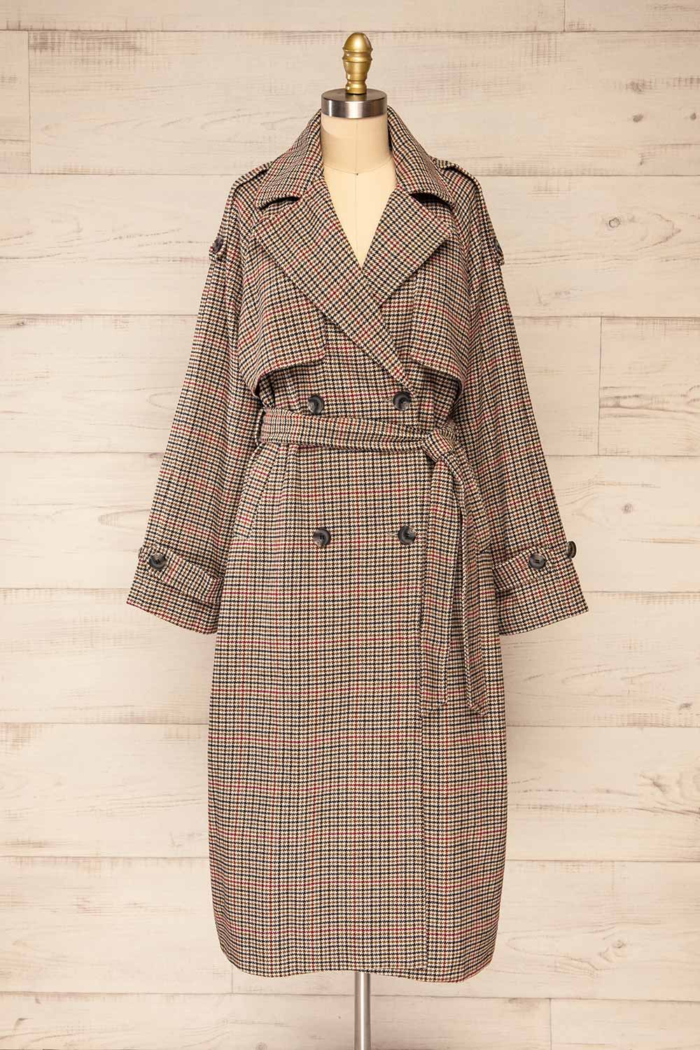 Khujand Houndstooth Trench Coat | La petite garçonne front view