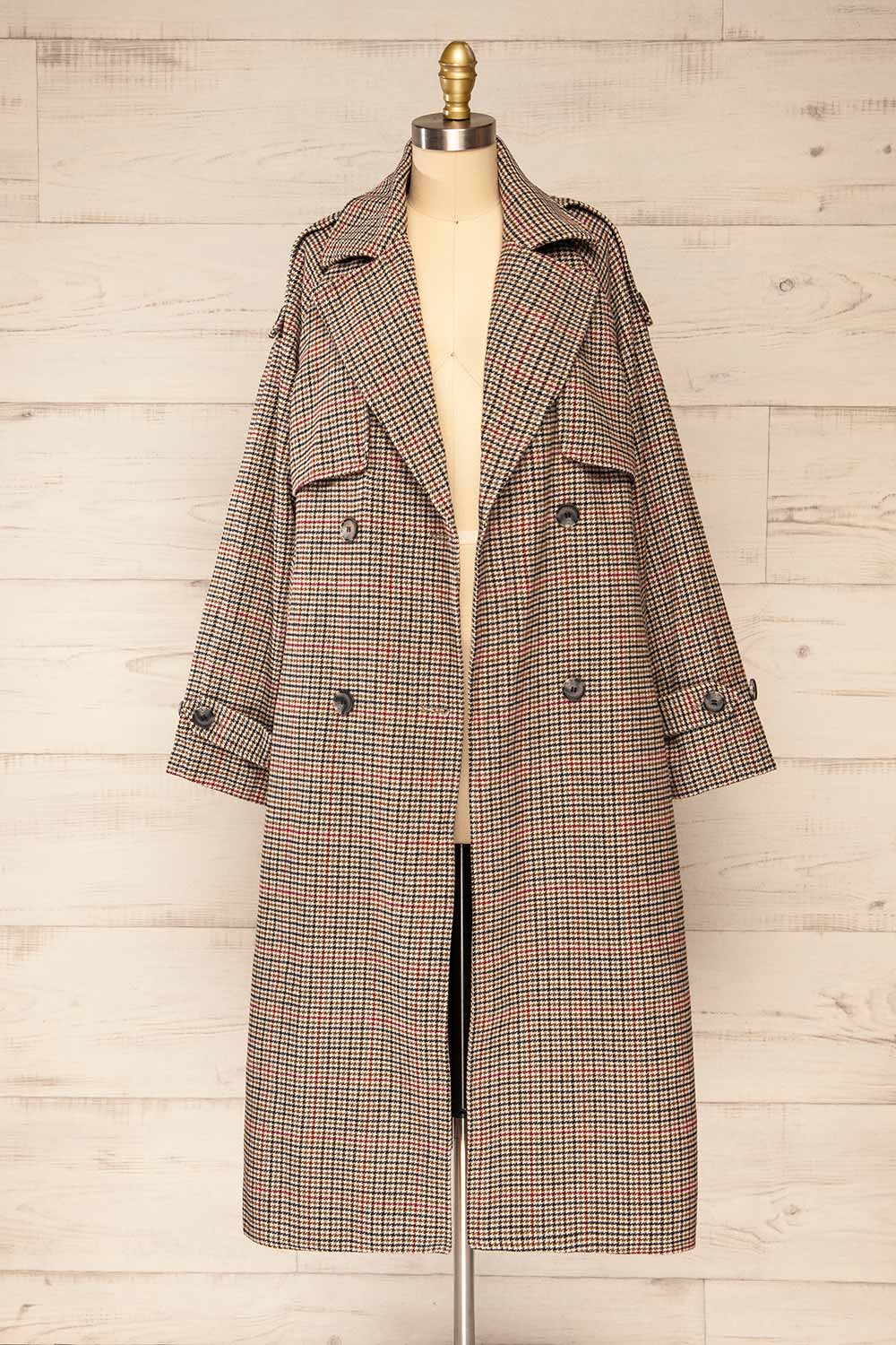 Khujand Houndstooth Trench Coat | La petite garçonne open view