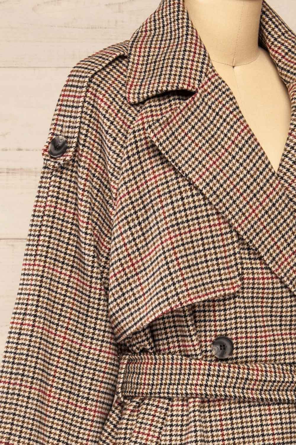 Khujand Houndstooth Trench Coat | La petite garçonne side close-up