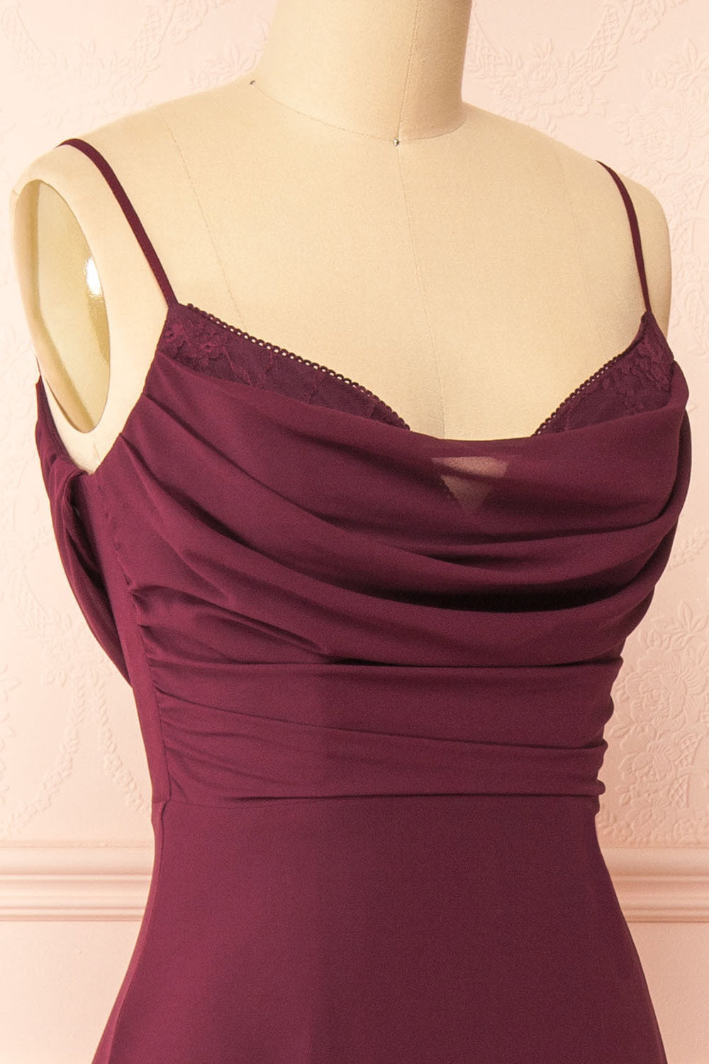 Kieran Burgundy A-Line Maxi Dress w/ Lace | Boutique 1861 side