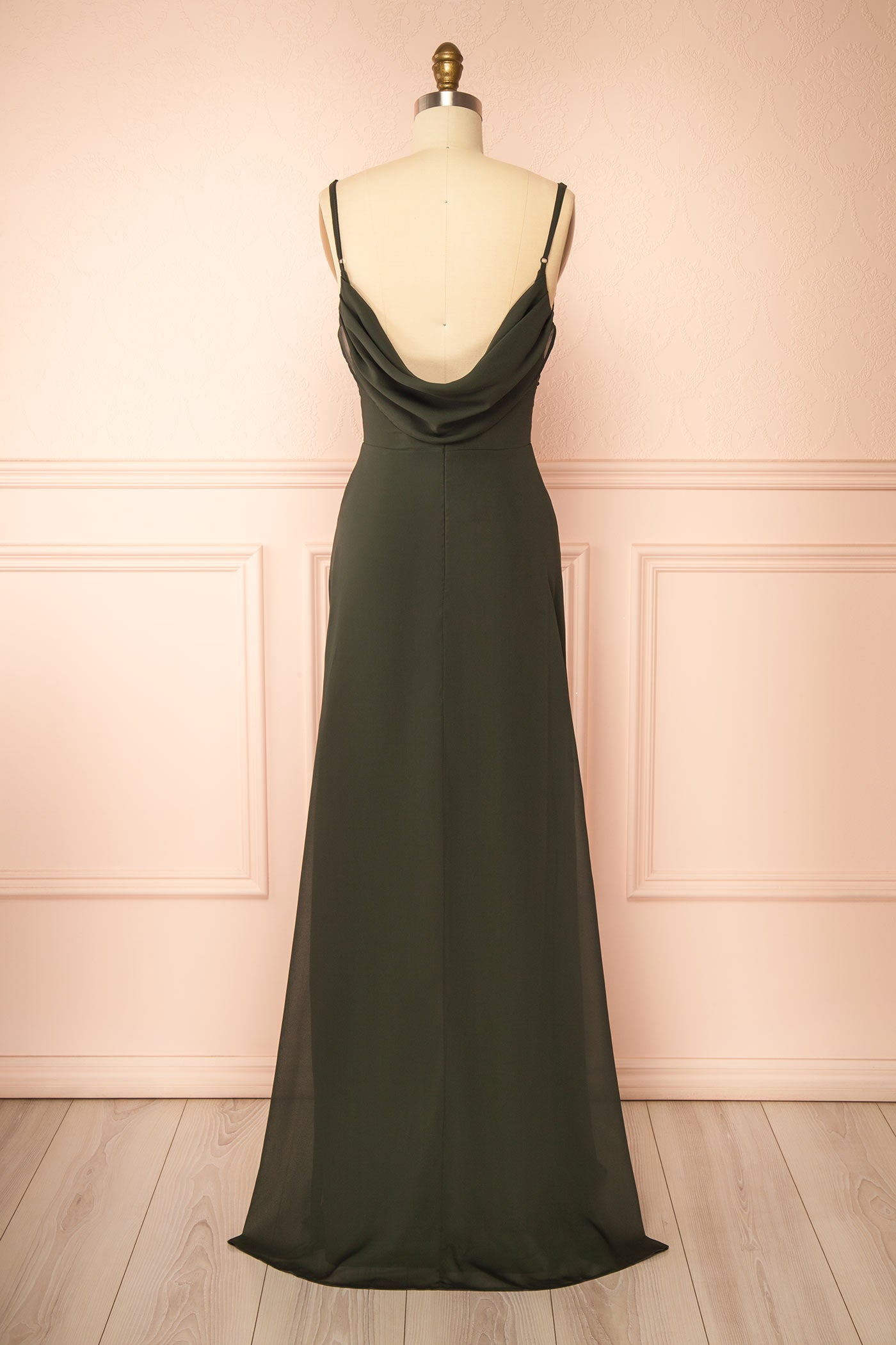 Kieran Green A-Line Maxi Dress with Lace | Boutique 1861 back