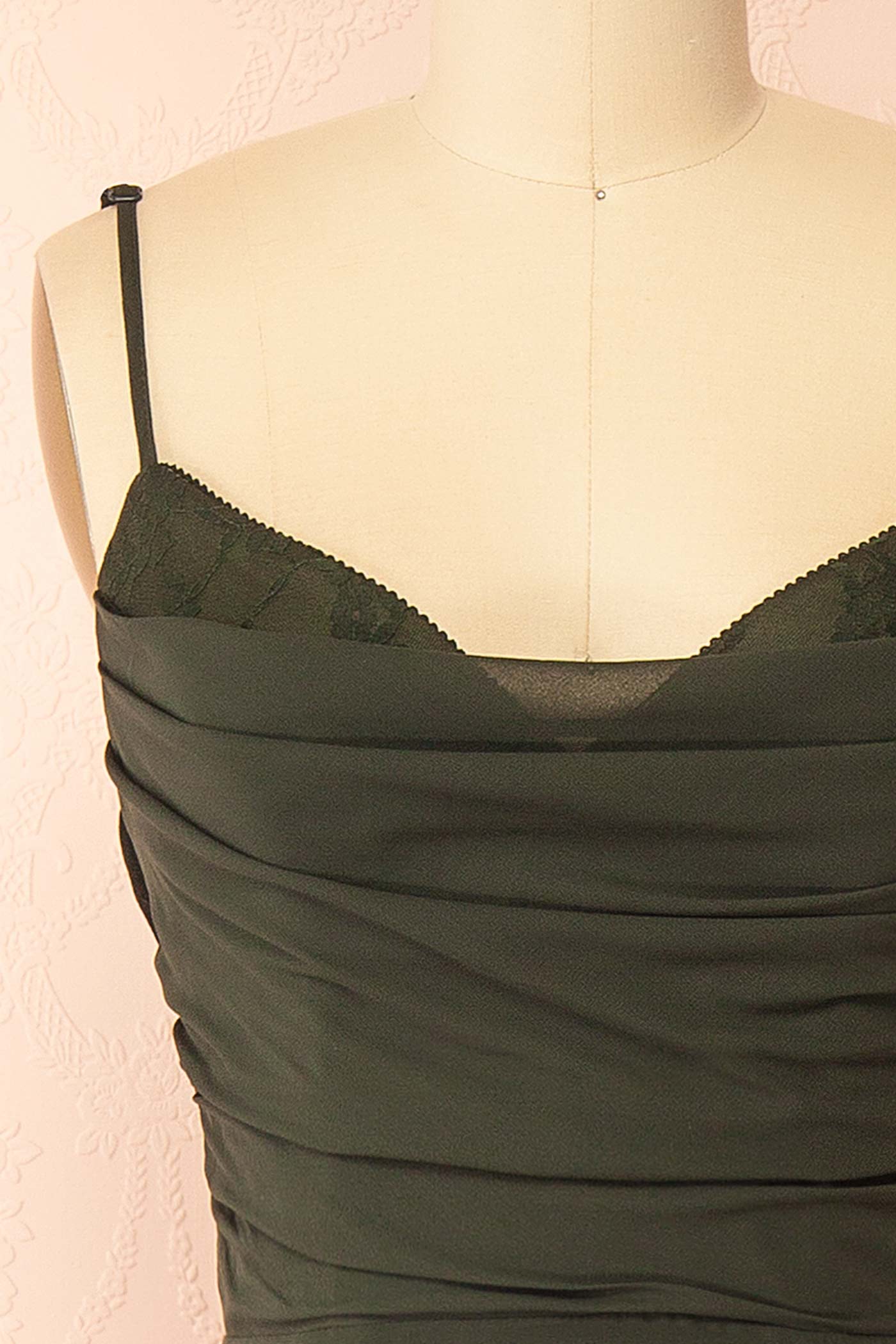 Kieran Green A-Line Maxi Dress with Lace | Boutique 1861 fabric
