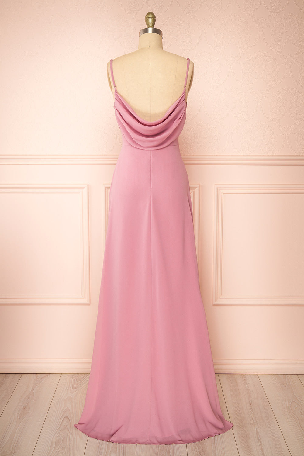 Kieran Mauve A-Line Maxi Dress w/ Lace | Boutique 1861 back view