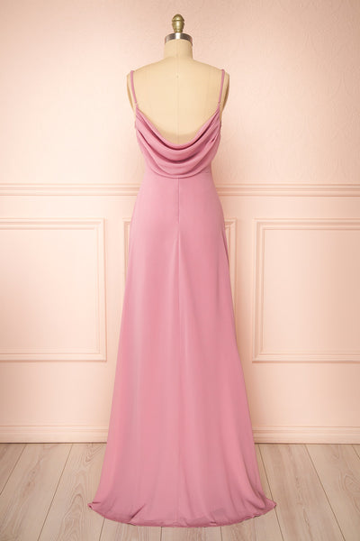 Kieran Mauve A-Line Maxi Dress w/ Lace | Boutique 1861  back view