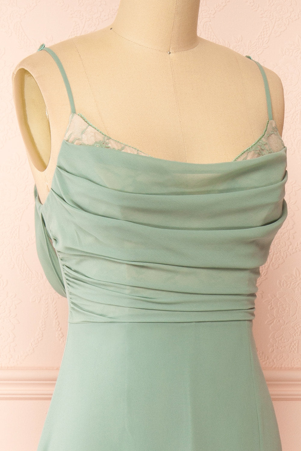 Kieran Sage A-Line Maxi Dress w/ Lace | Boutique 1861  side