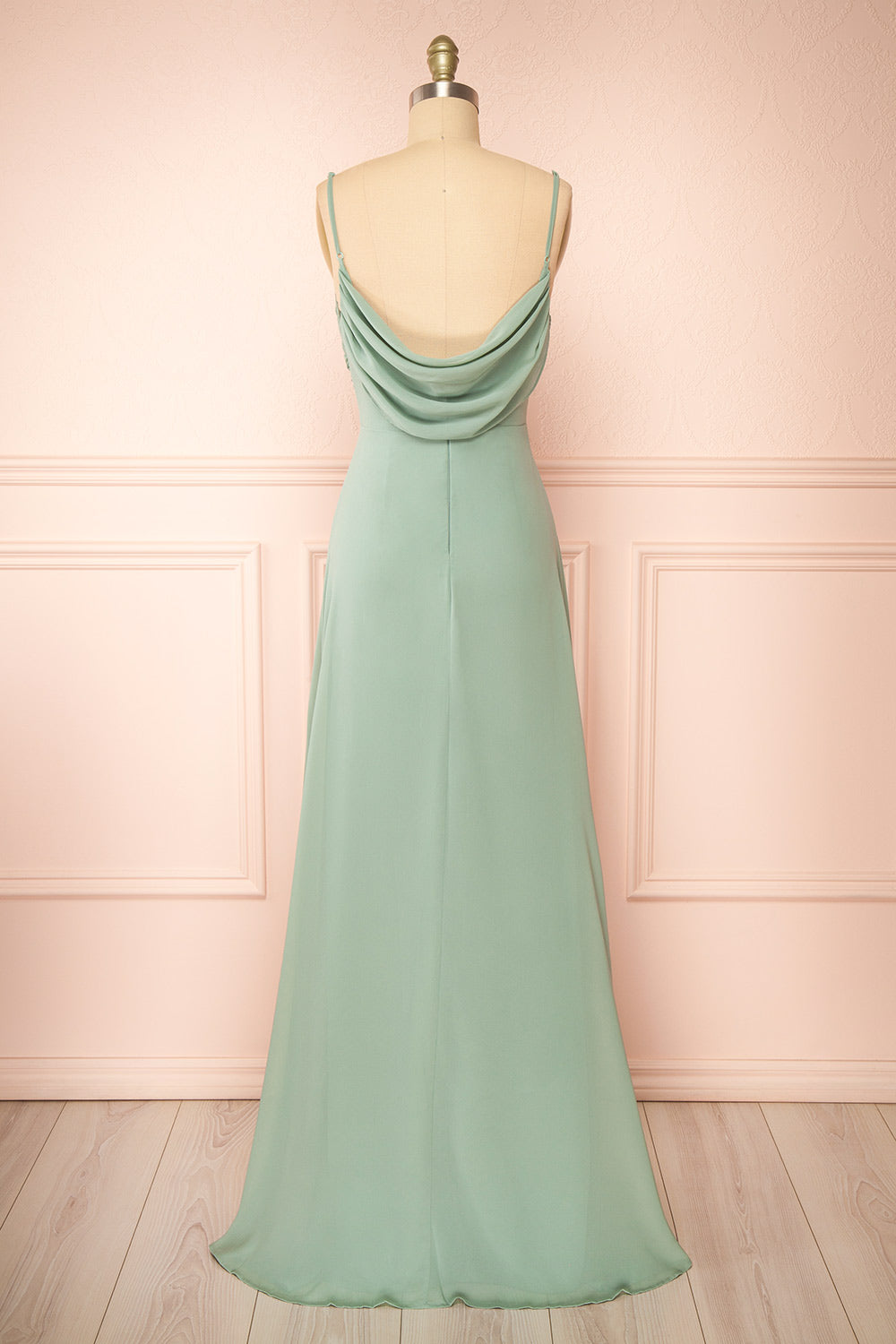 Kieran Sage A-Line Maxi Dress w/ Lace | Boutique 1861  back view