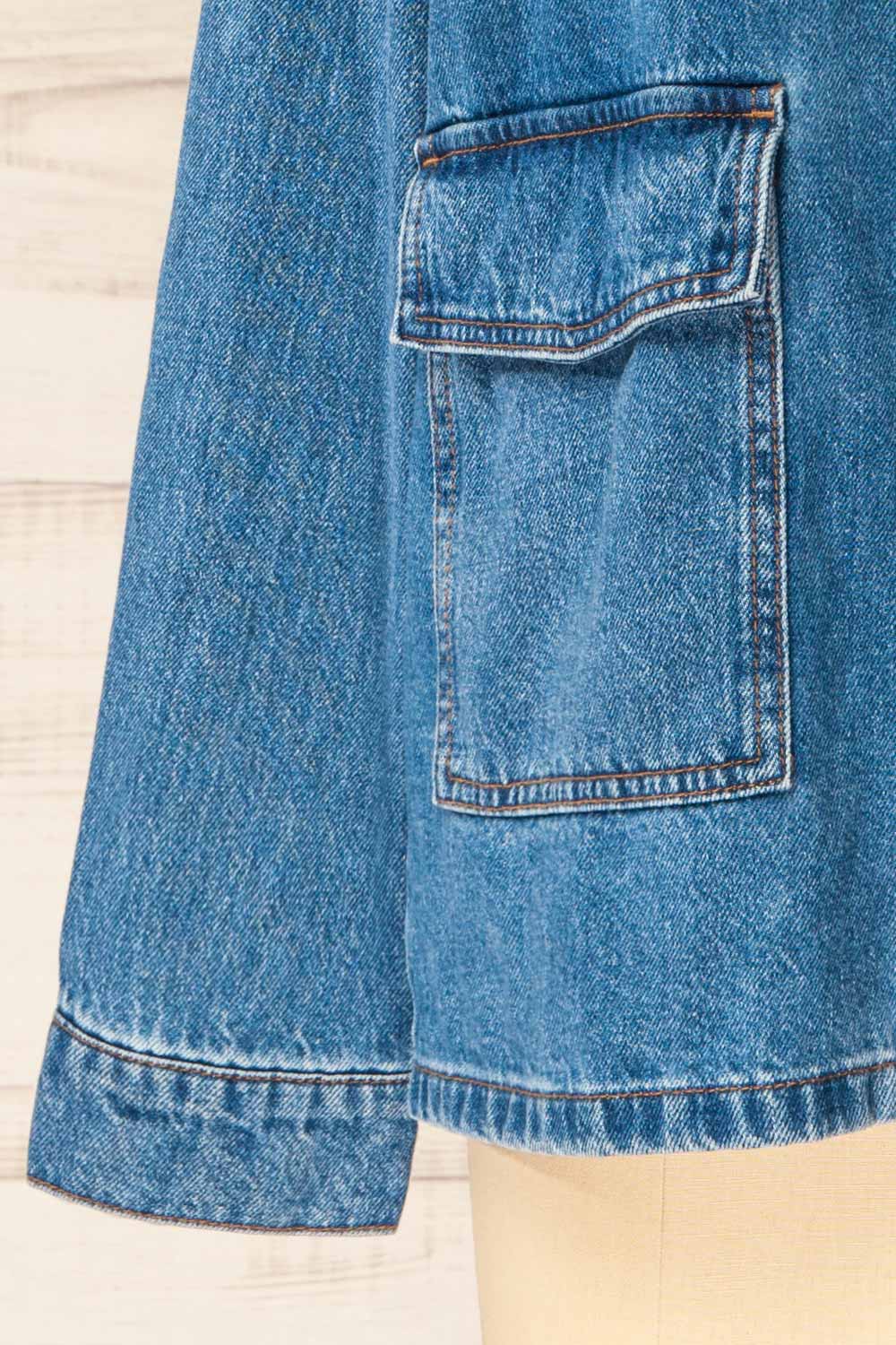 Kinsale Blue Denim Jacket with Front Pockets | La petite garçonne sleeve