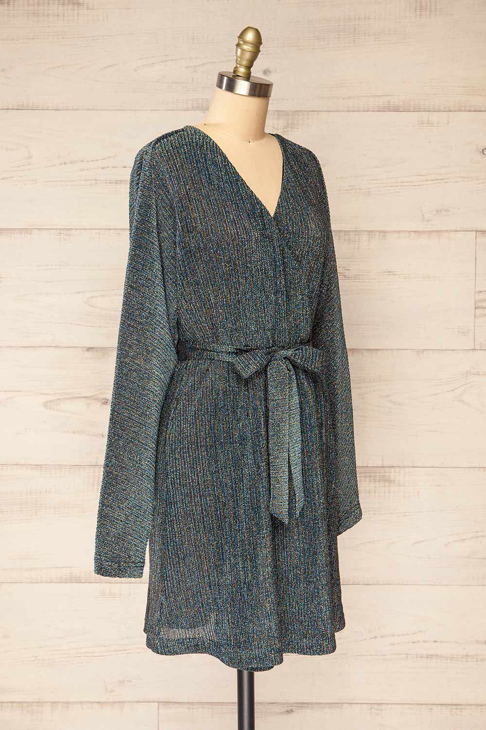 Kisumu Short Sparkly Wrap Dress | La petite garçonne side view