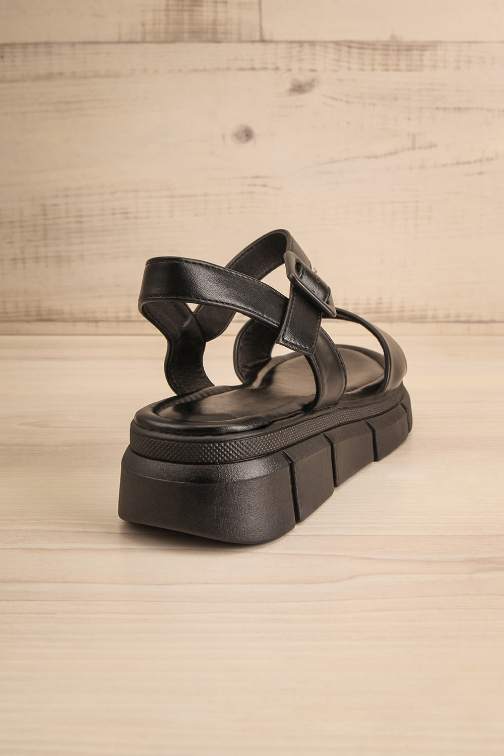 Kitsch Black Platform Sandals | La petite garçonne back view