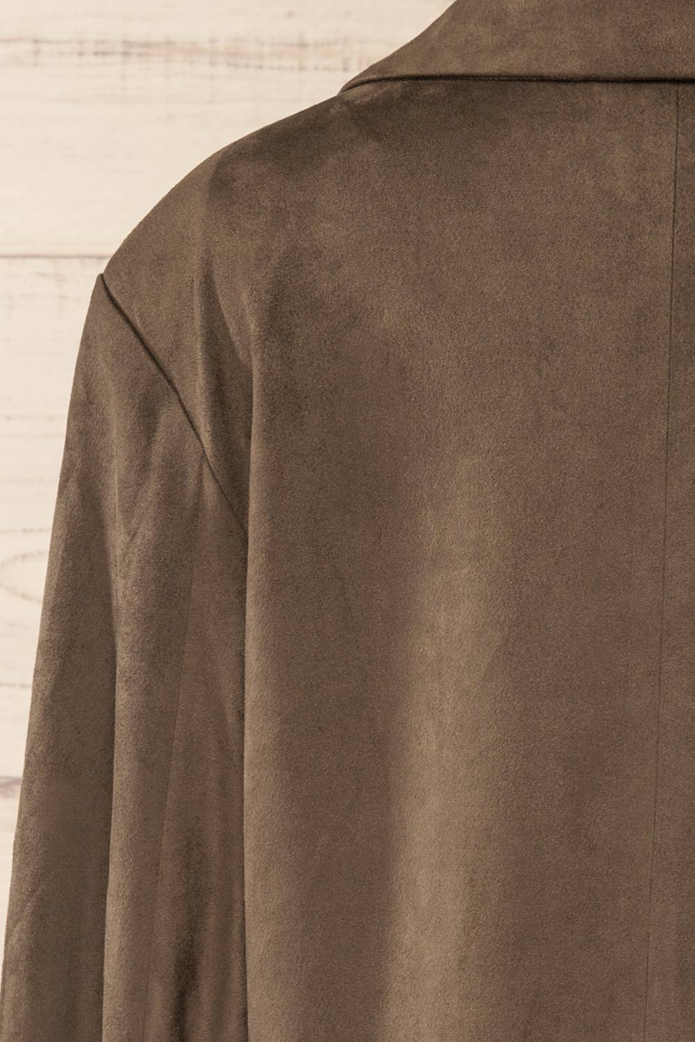 Kodale Oversized Faux Suede Khaki Blazer | La petite garçonne back