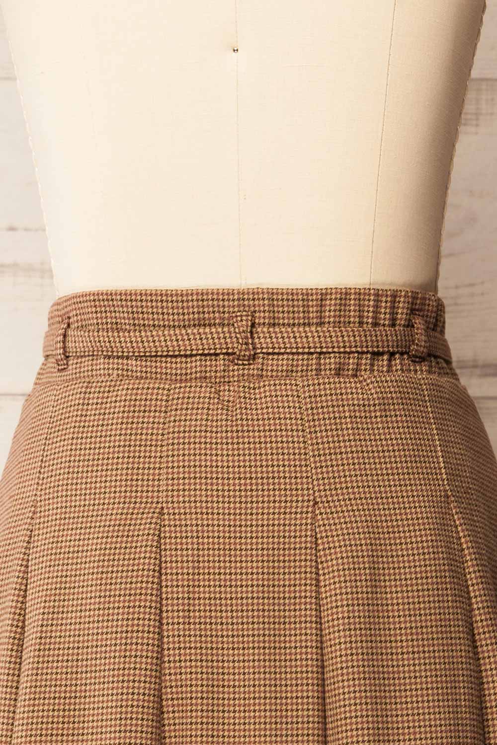 Kohima Brown Houndstooth Mini Skirt with Built in Shorts | La petite garçonne back