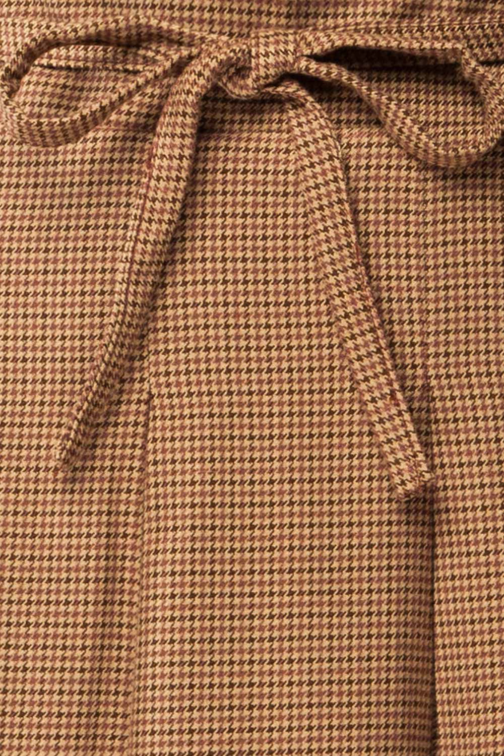 Kohima Brown Houndstooth Mini Skirt with Built in Shorts | La petite garçonne fabric