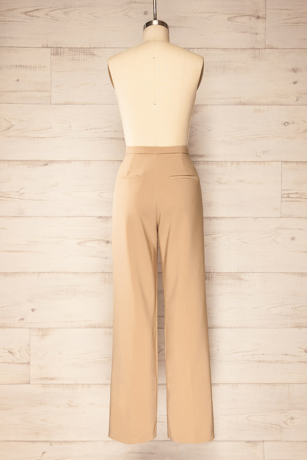 Kokola Beige High-Waisted Straight Leg Pants | La petite garçonne back view