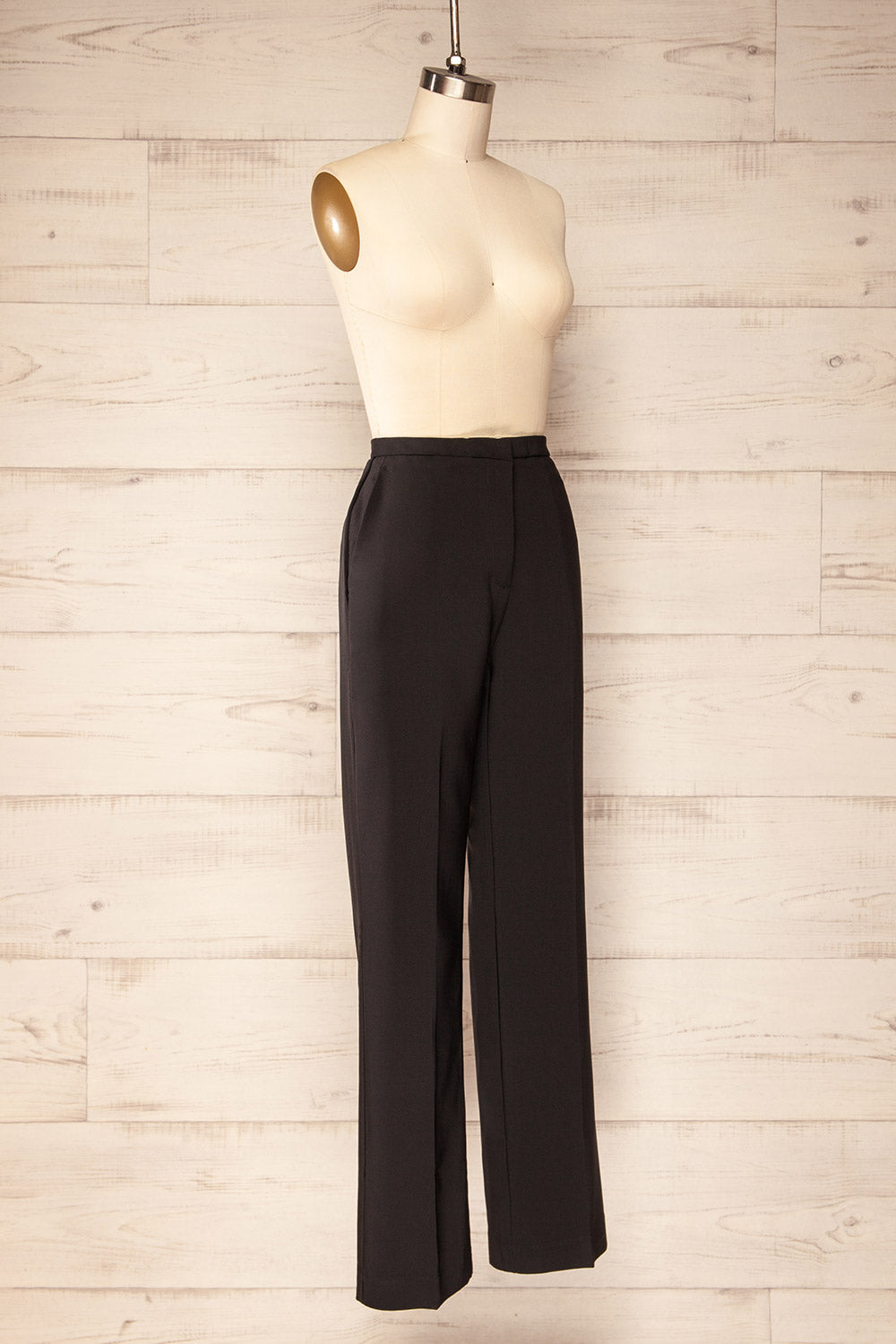 Kokola Black High-Waisted Straight Leg Pants | La petite garçonne side view