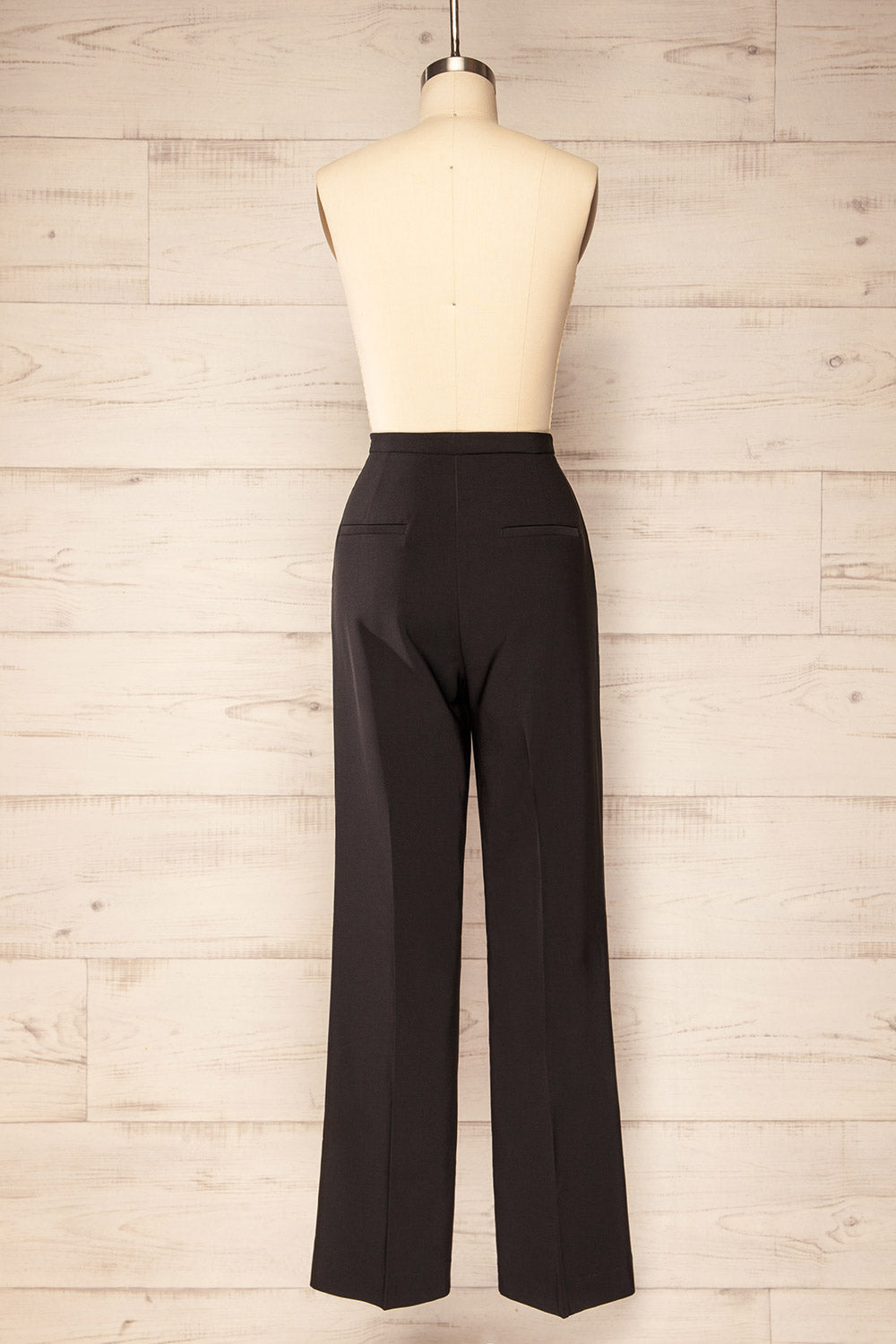 Kokola Black High-Waisted Straight Leg Pants | La petite garçonne back view