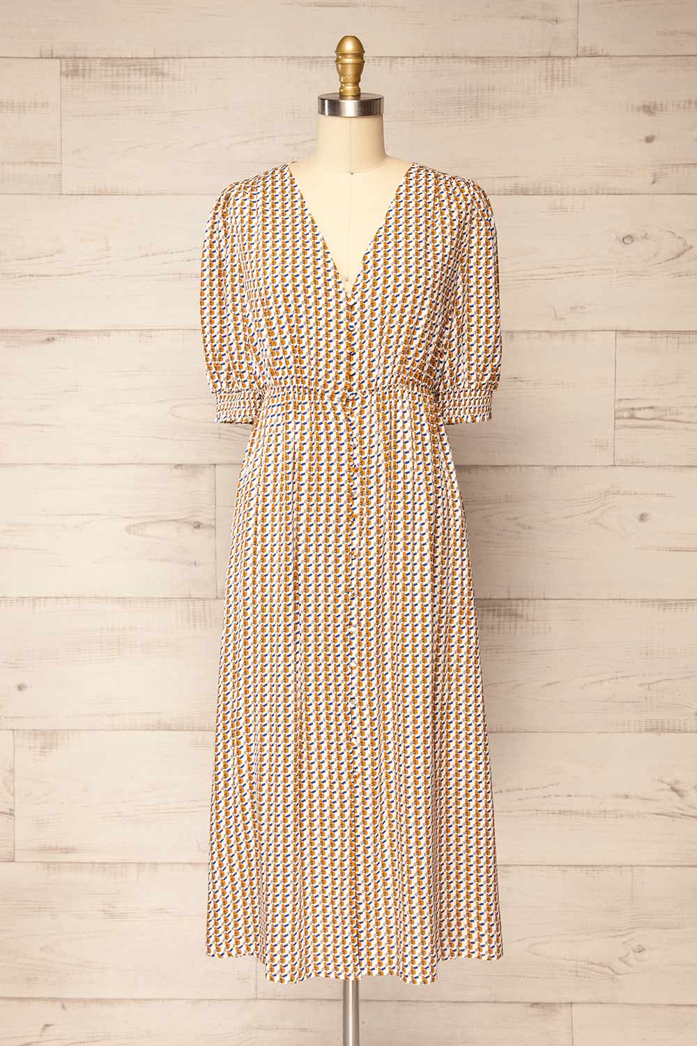 Kolomo Midi Dress w/ Geometric Pattern | La petite garçonne front view