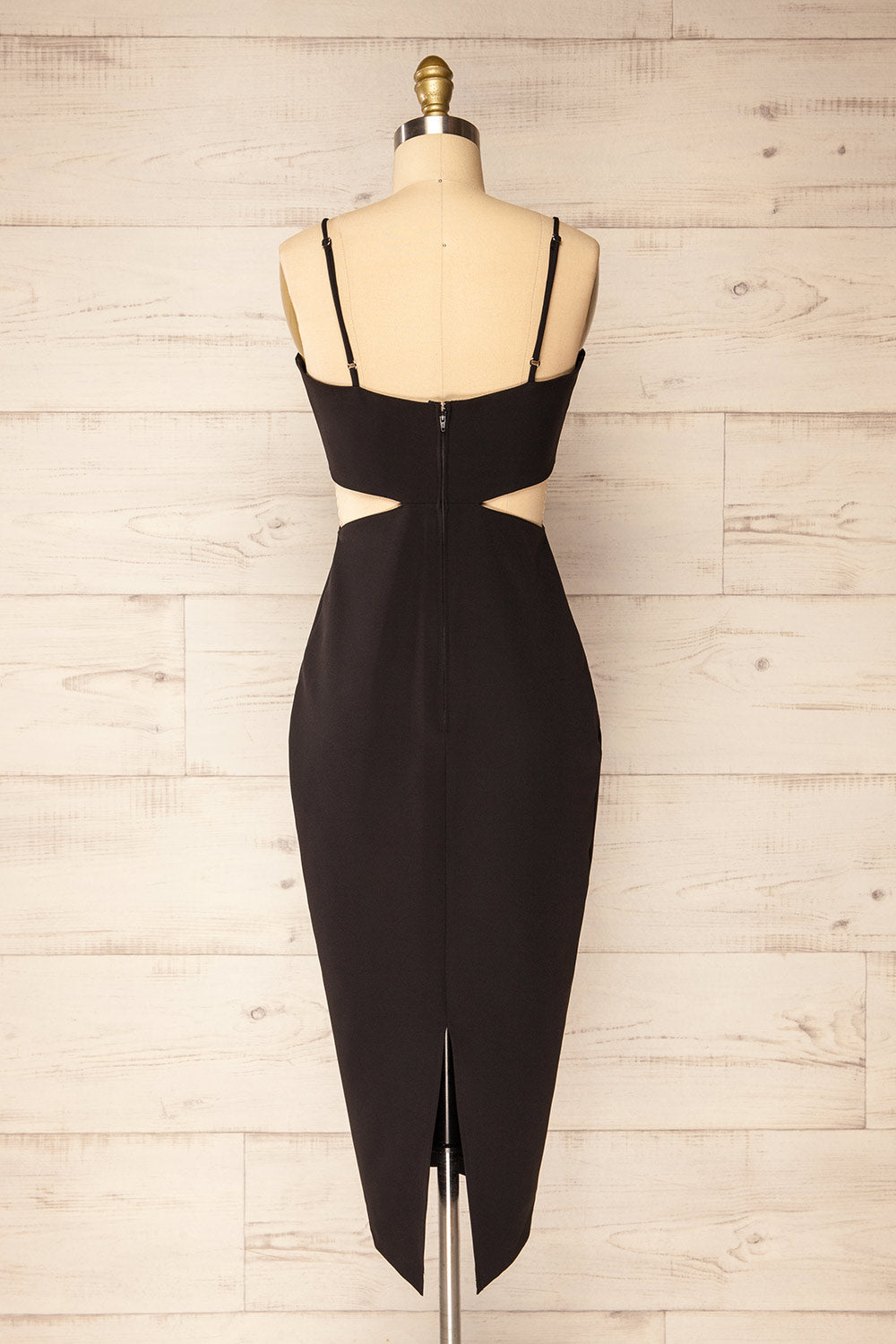 Komia Black Fitted Midi Dress w/ Cut-Outs | La petite garçonne back view