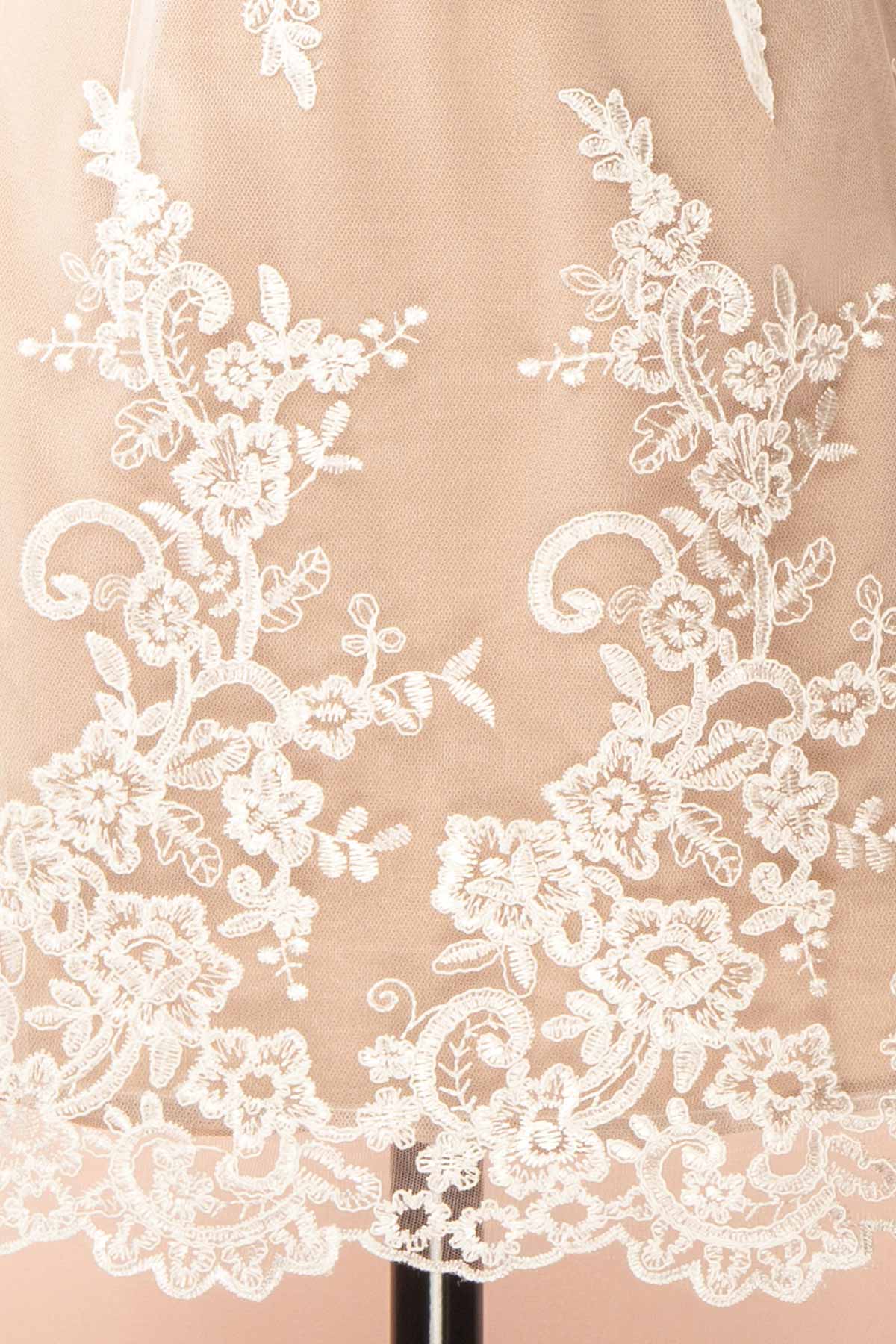 Konilda White | Floral Lace Mini Dress with Boned Bodice