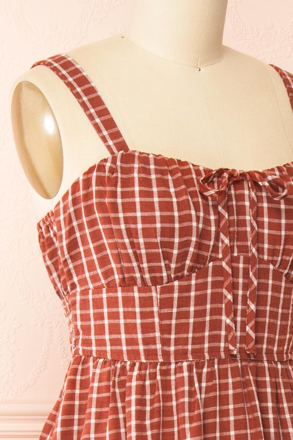 Kono Rust Midi Plaid Dress with Pockets | Boutique 1861 side