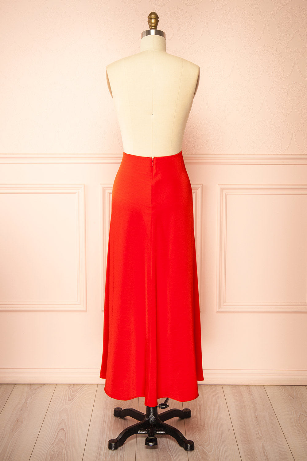 Kormo Red Long Satin Skirt | Boutique 1861 back view
