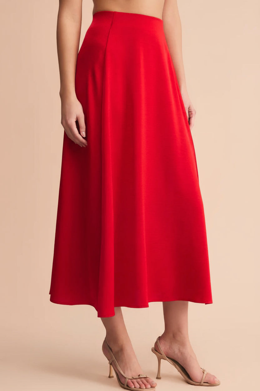 Kormo Red Long Satin Skirt | Boutique 1861 side model