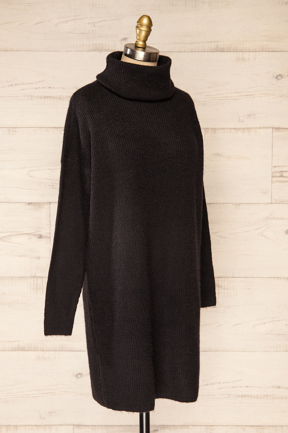 Koror Black Knit Turtleneck Sweater Dress | La petite garçonne side view