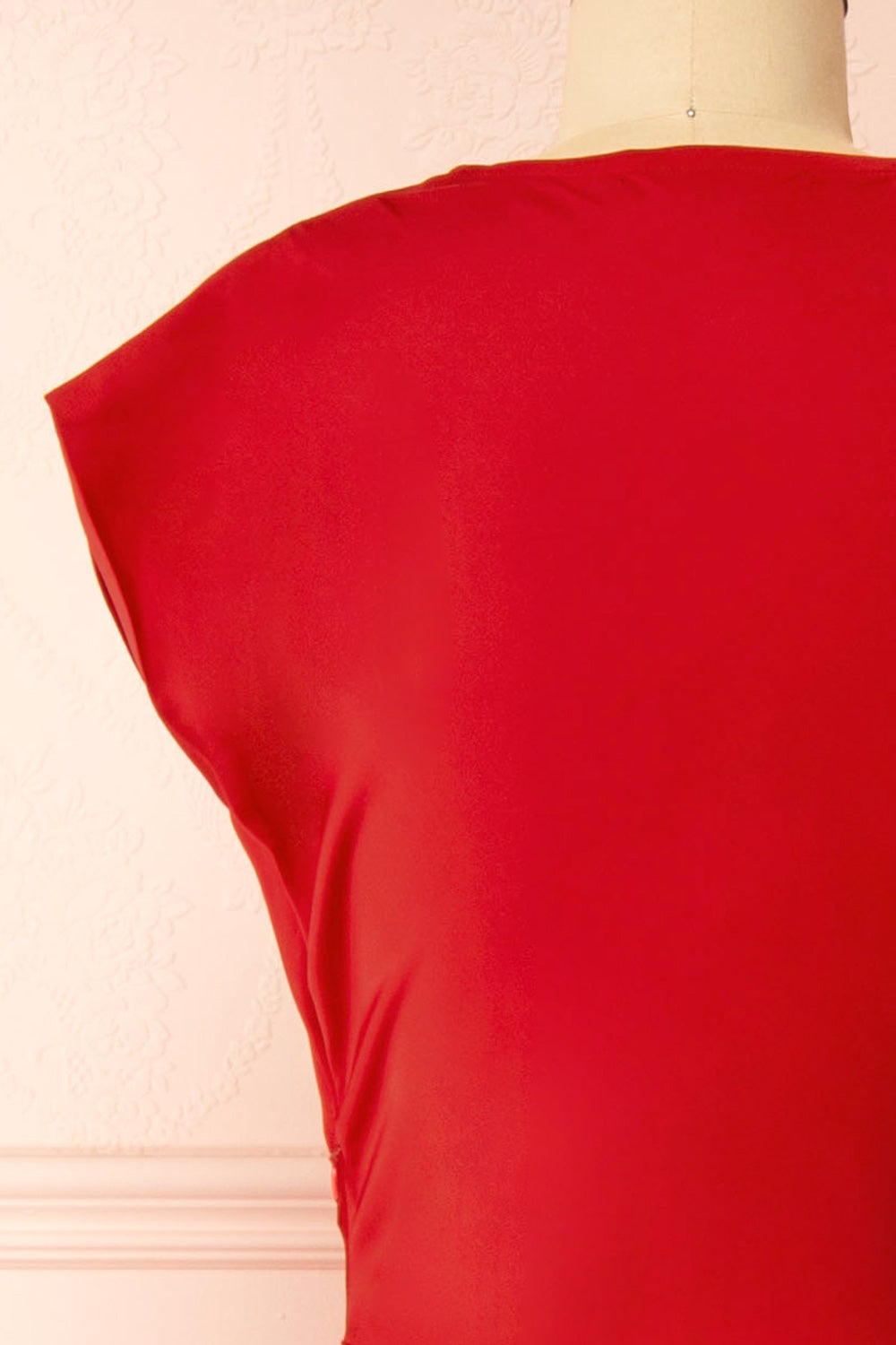 Korpa Red Satin Maxi Dress w/ Cowl Neck | Boutique 1861 back