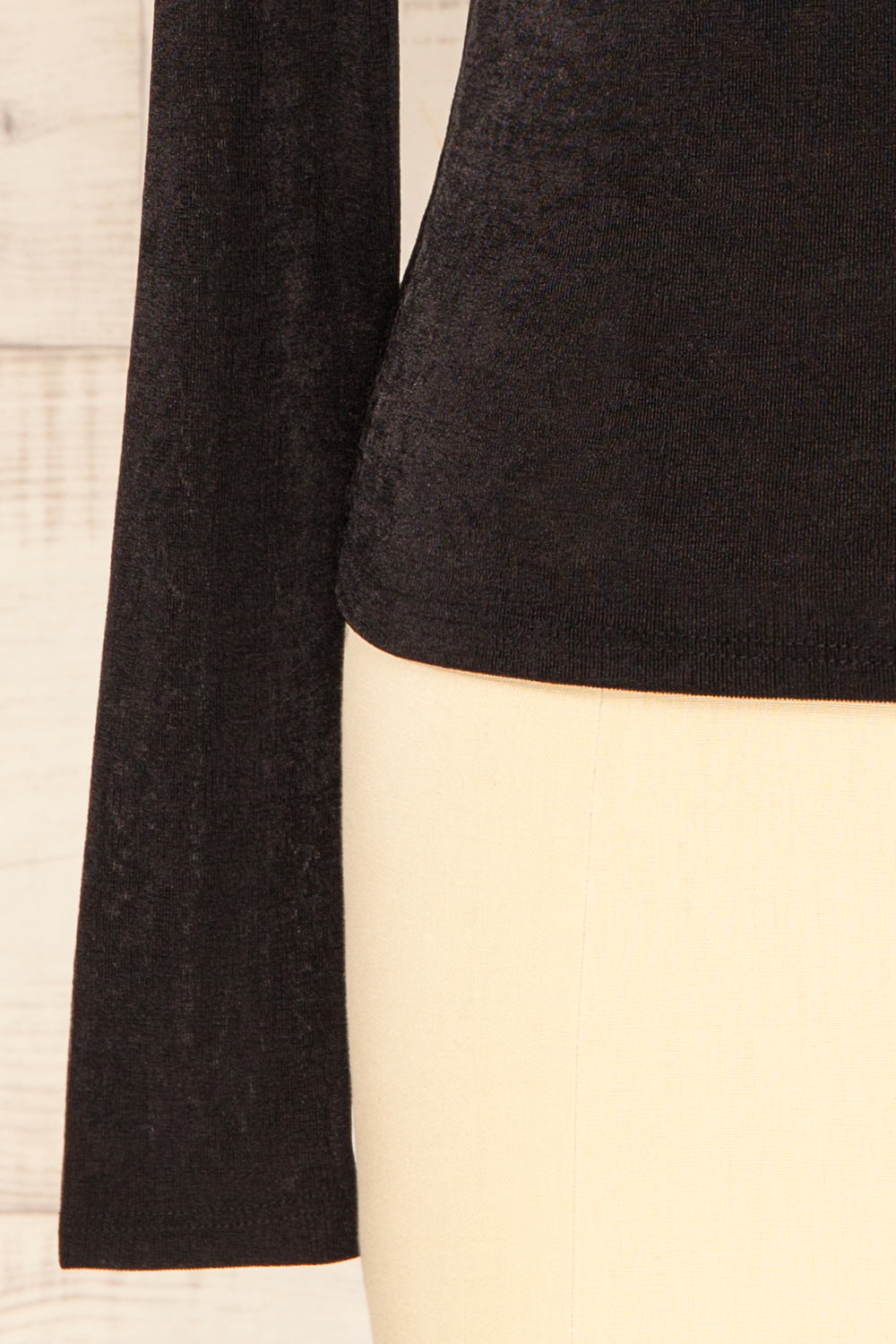 Kotidien Black Sheer Top w/ Cowl Neckline | La petite garçonne sleeve