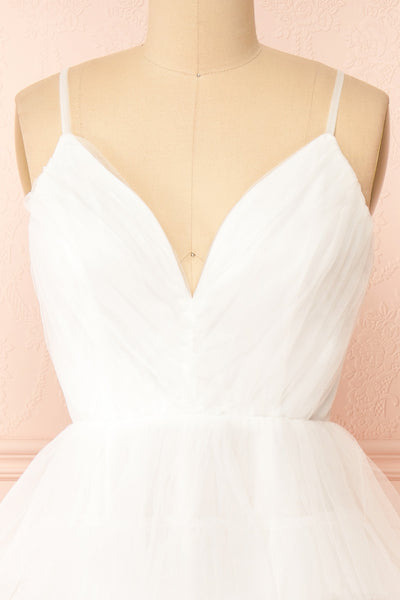 Kourtney Layered White Tulle Bridal Maxi Dress | Boudoir 1861  front