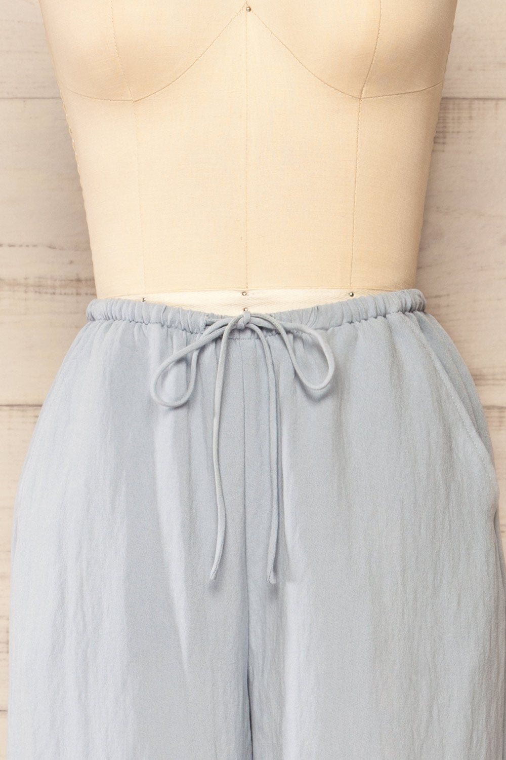Koya Blue Lined High-Waisted Pants | La petite garçonne front