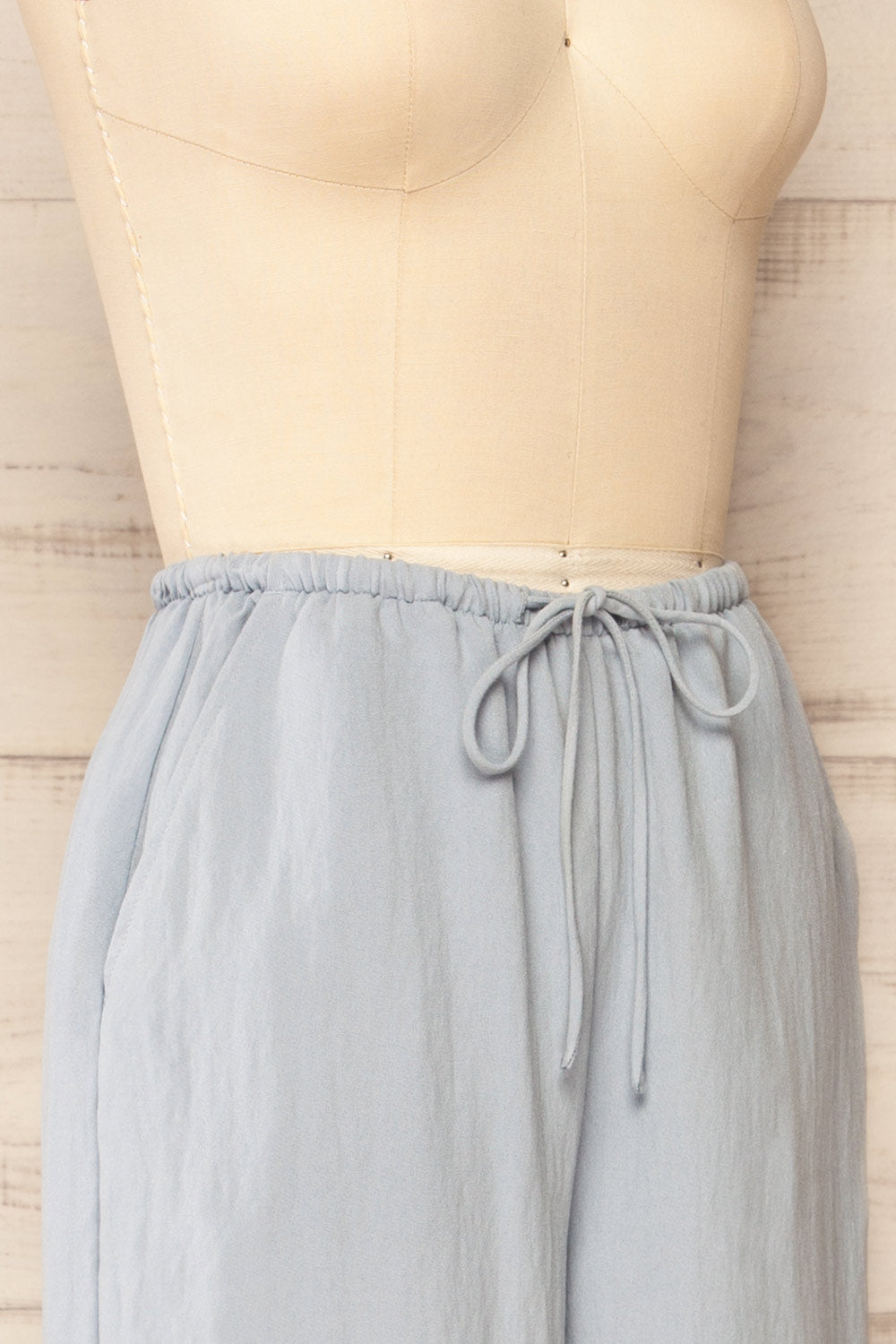 Koya Blue Lined High-Waisted Pants | La petite garçonne side