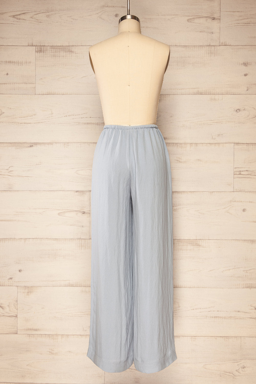 Koya Blue Lined High-Waisted Pants | La petite garçonne back view