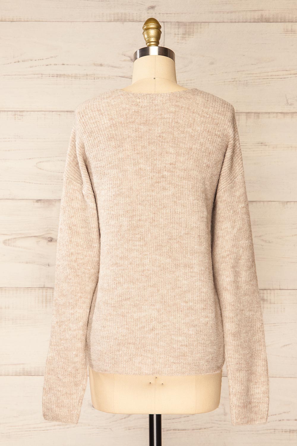 Kuching Beige | Soft Knit V-Neck Sweater