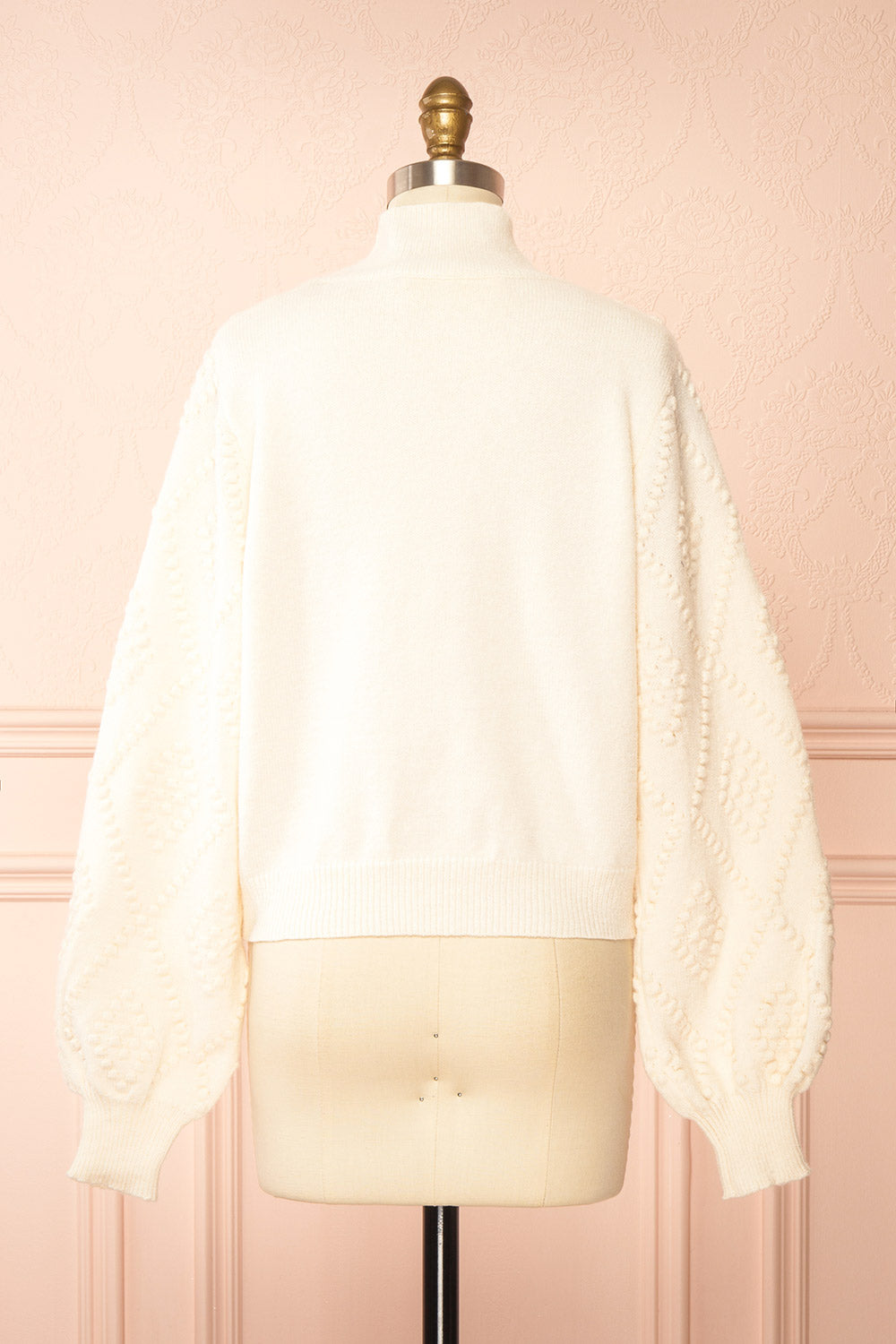 Kumari Textured Ivory Knit Sweater | Boutique 1861 back view
