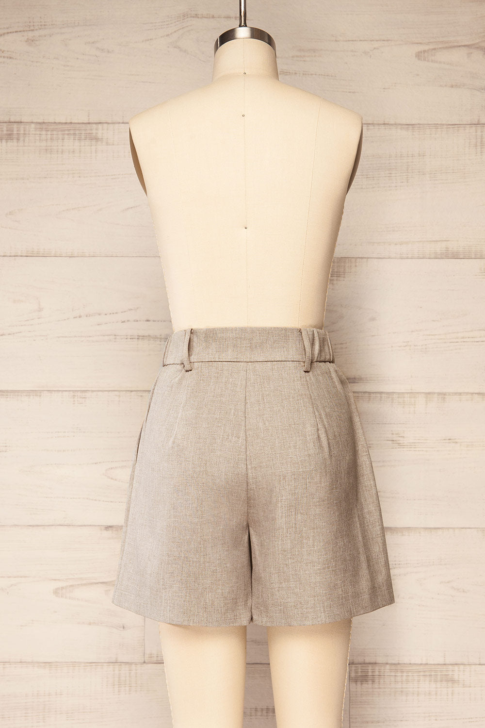 Kunga Grey High-Waisted Shorts w/ Pockets | La petite garçonne back view