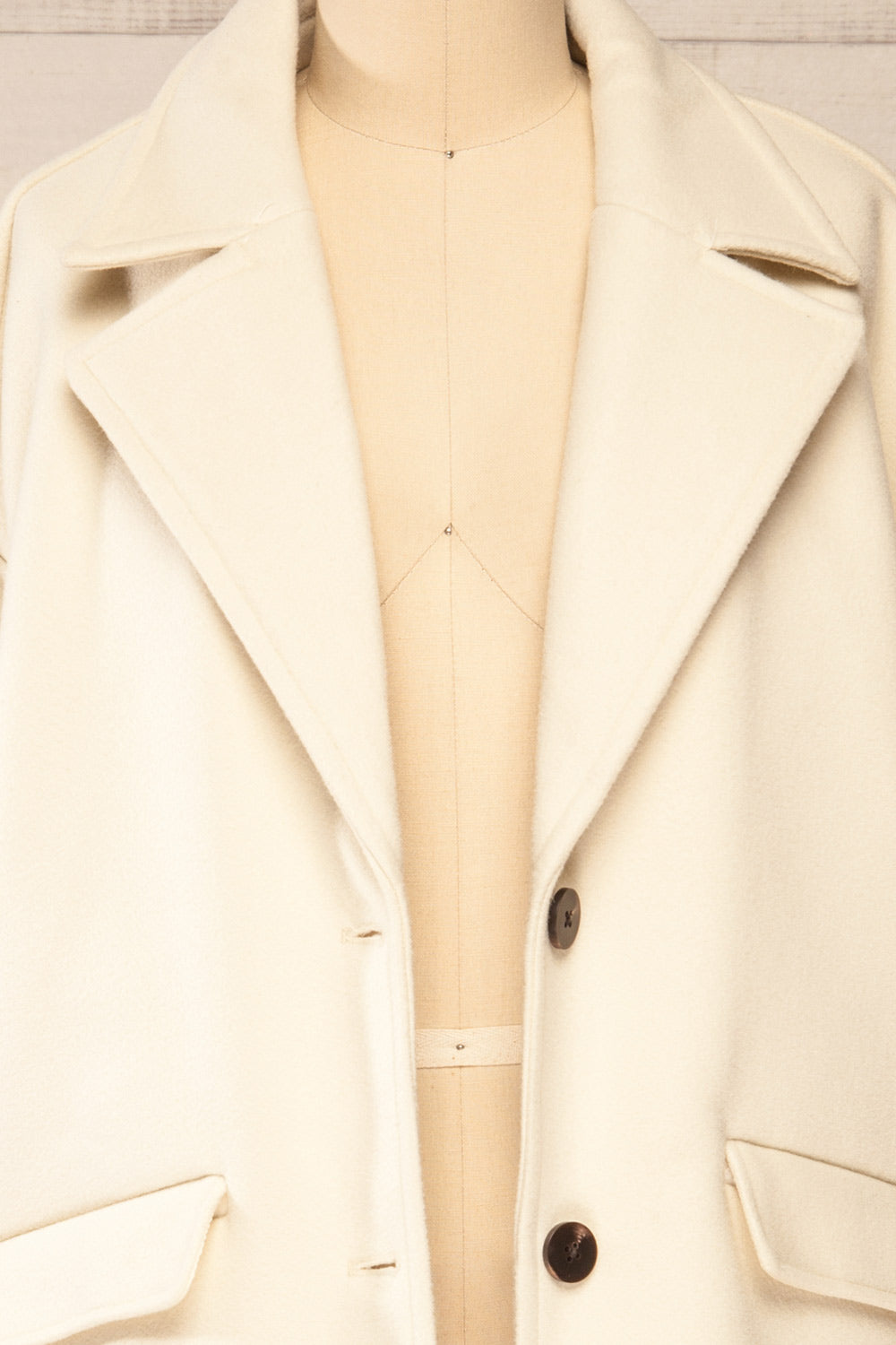 Kurgan Ivory Felt Coat | La petite garçonne open close-up