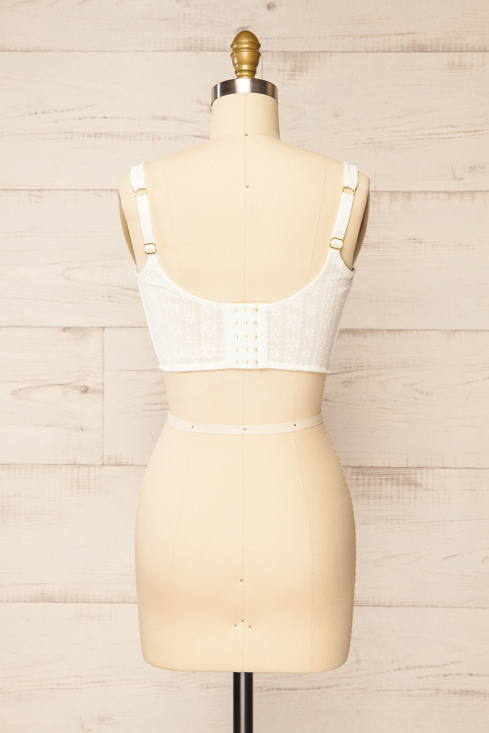Kuroki White Mesh Floral Corset Crop Top | La petite garçonne back view
