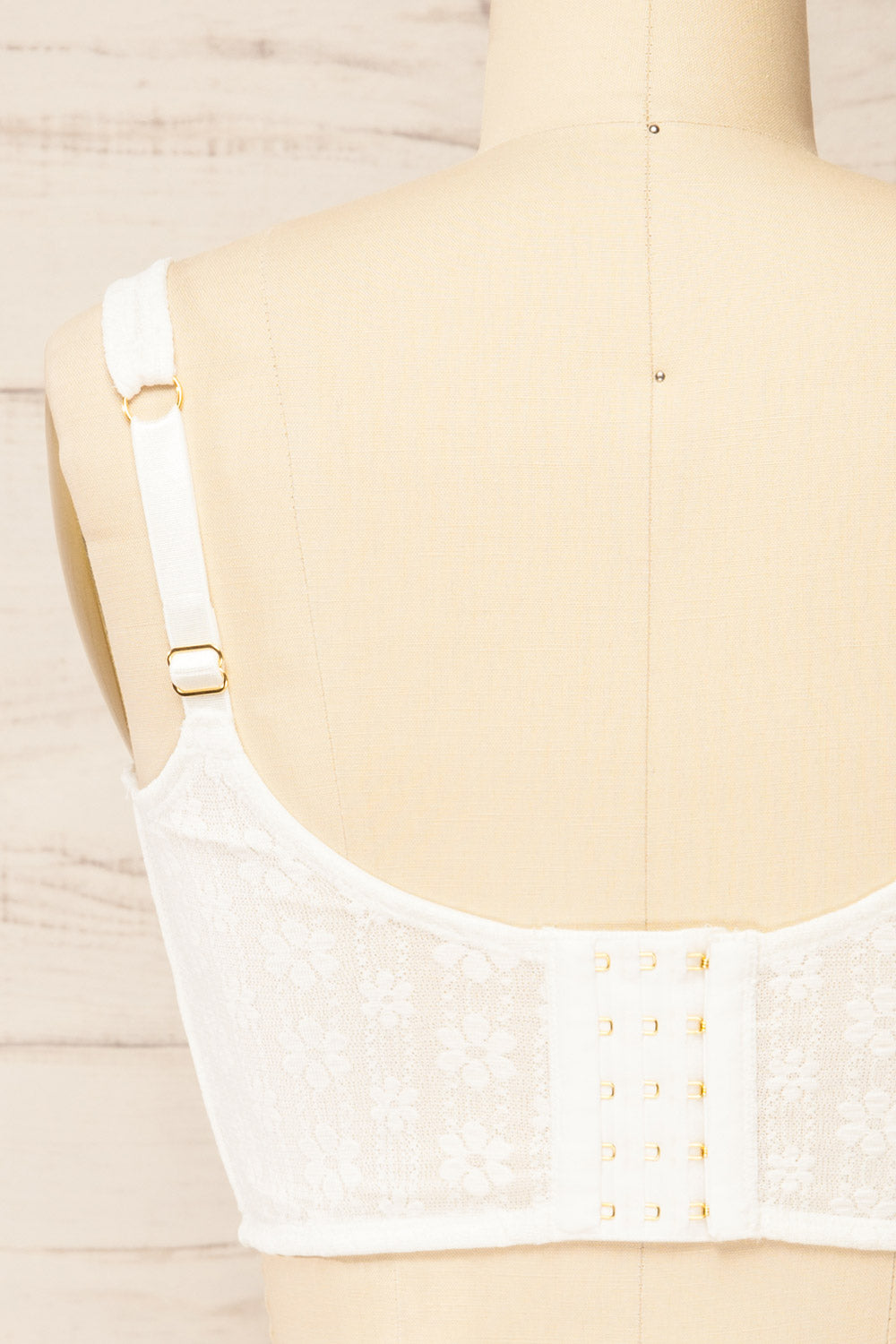 Kuroki White Mesh Floral Corset Crop Top | La petite garçonne back