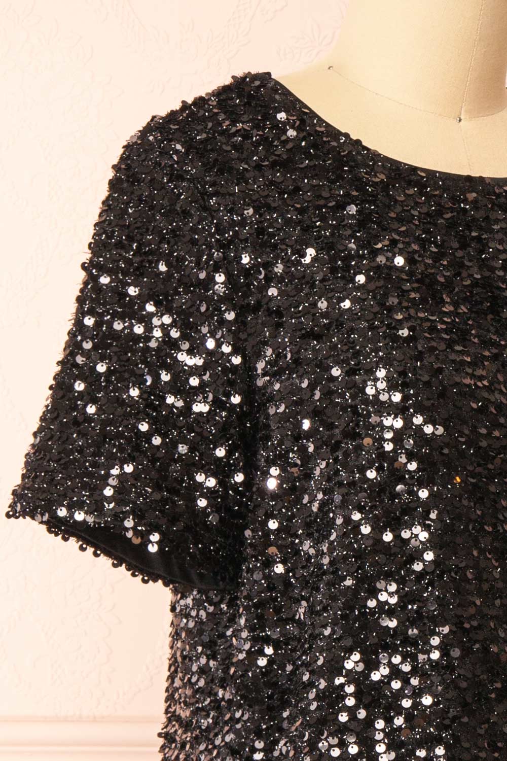 Kyomi Black Short Sequin Dress | Boutique 1861 side
