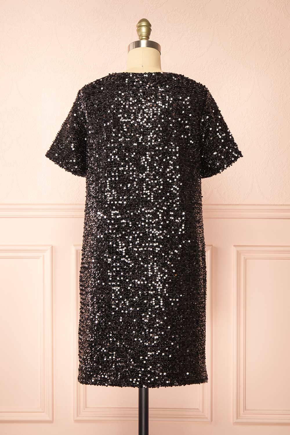 Kyomi Black Short Sequin Dress | Boutique 1861 back view