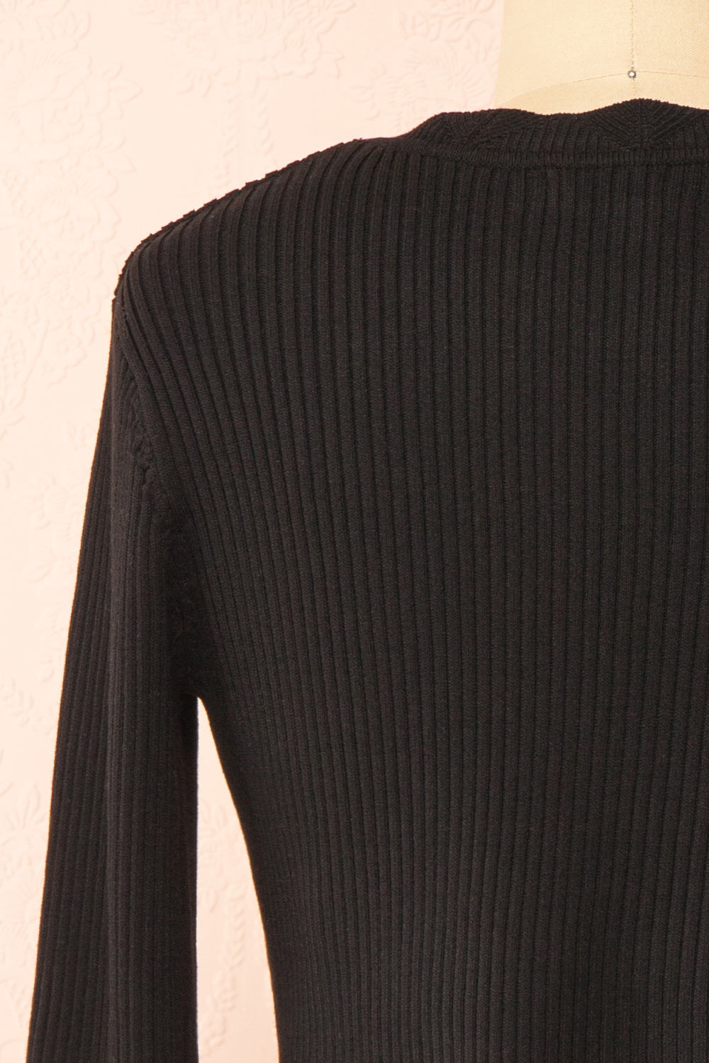 Lacey Ribbed Black Cropped Cardigan | Boutique 1861 back