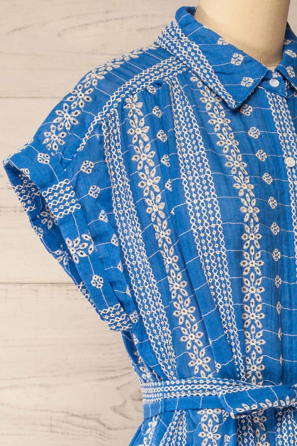 Lachlan Blue Button-Up Dress w/ Belt | La petite garçonne side